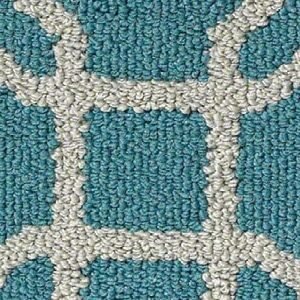 Teal and beige patterned carpet