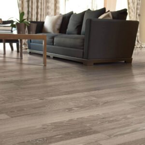 Brown laminate floors in a family room