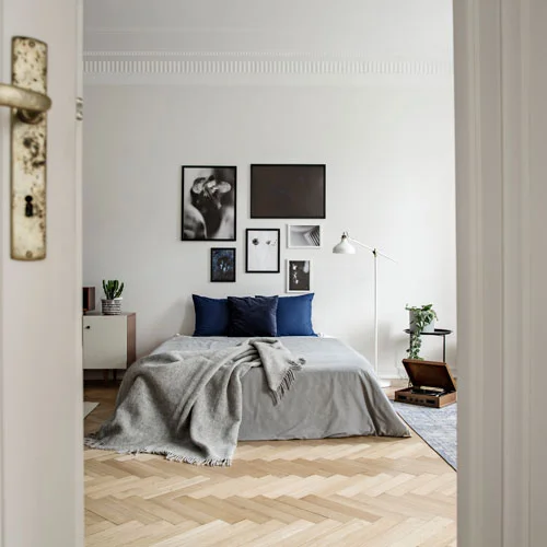 Herringbone pattered luxury vinyl floors