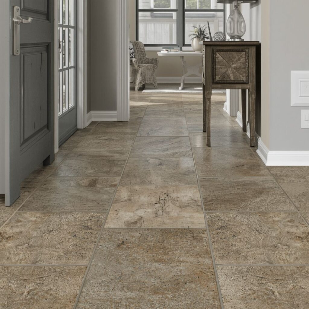 natural pattern large format stone in entryway