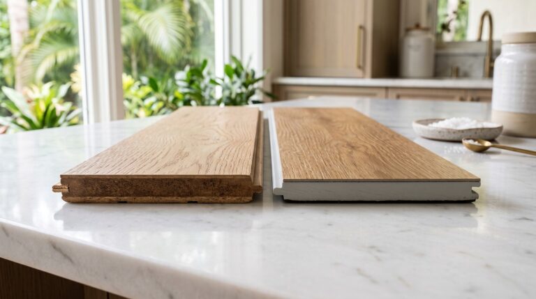 Laminate vs LVP flooring comparison, HDF core vs SPC core, Florida home Largo.