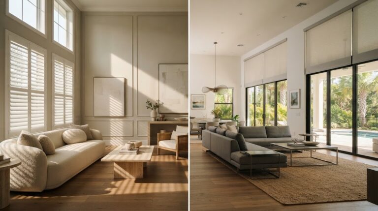 Plantation shutters vs motorized blinds Wesley Chapel FL new construction home, Bob's Carpet & Flooring.