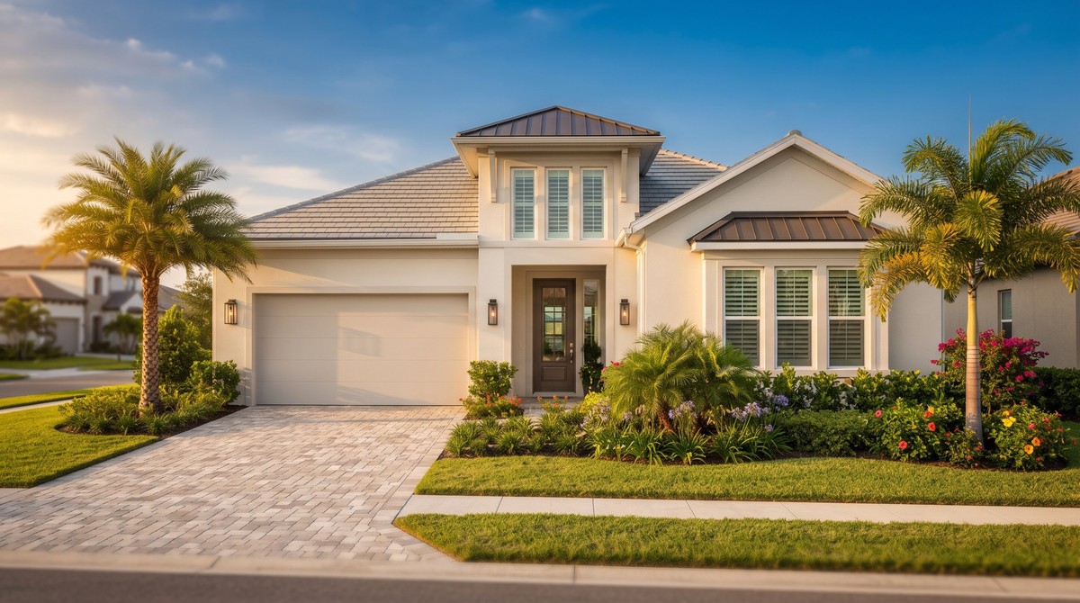 Plantation shutters HOA-approved exterior appearance Wesley Chapel FL, Epperson Wiregrass neighborhood.